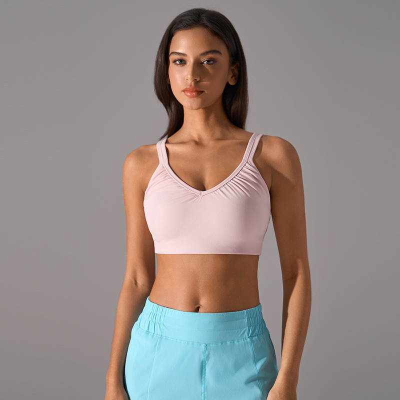 SB-005 Charcoal Custom V-Neck Adjustable Strap Sports Bra view 3 for activewear sourcing