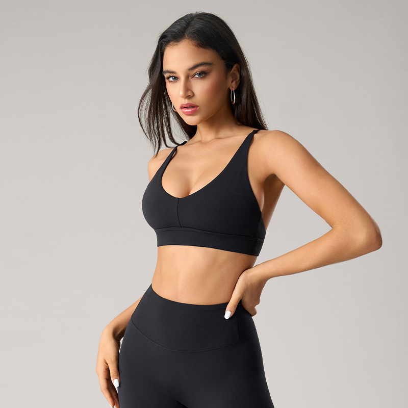 SB-009 Brown OEM Sports Bra Stretch Medium Support view 3 for activewear sourcing