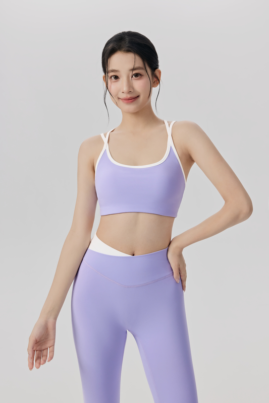 SB-015 Light Blue Private Label Color Block Sports Bra view 3 for activewear sourcing