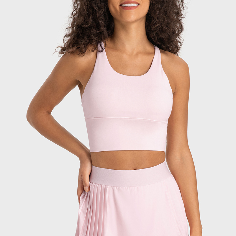 SB-024 White Private Label Racerback High Support Sports Bra view 3 for activewear sourcing