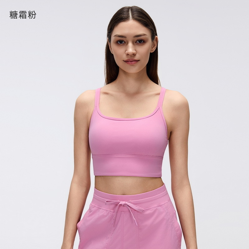 SB-025 Pink Custom Square Neck Cropped Sports Bra view 4 for activewear sourcing