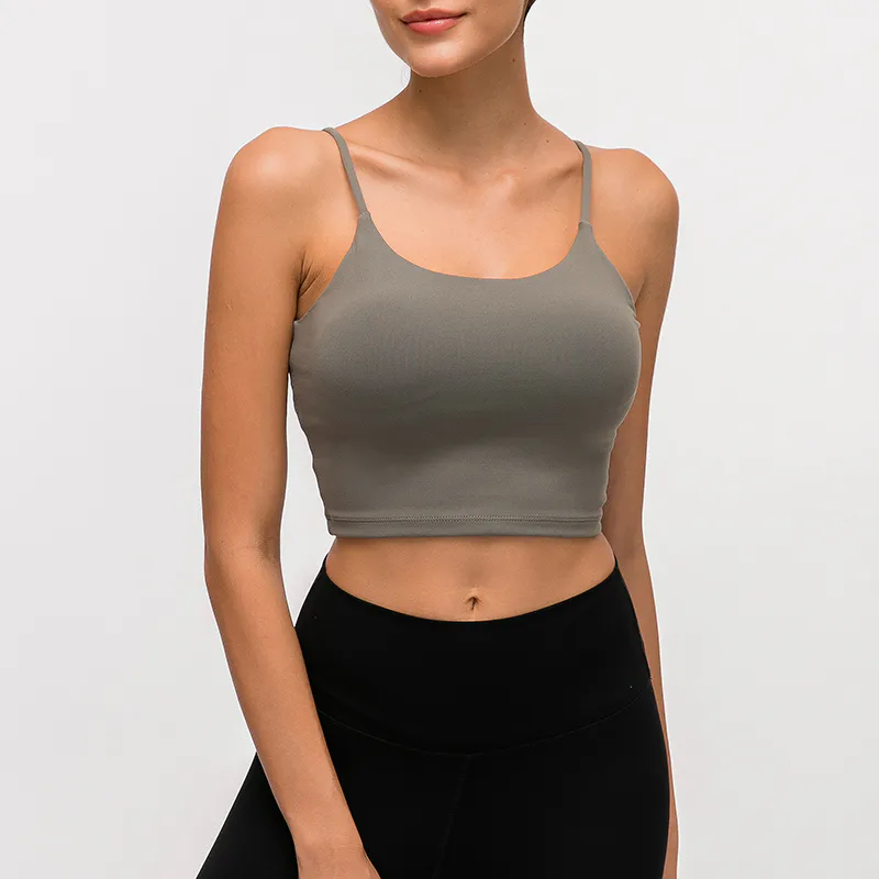 SB-029 White OEM Thin-Strap Longline Sports Bra view 3 for activewear sourcing