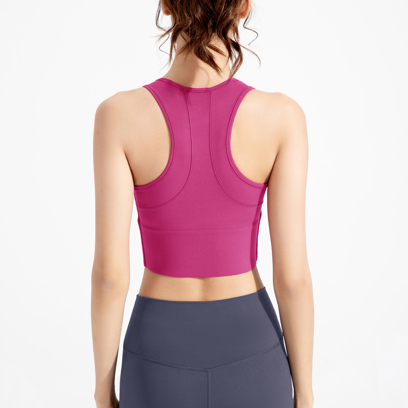 SB-032 Pink OEM Front Zip High Support Sports Bra view 3 for activewear sourcing