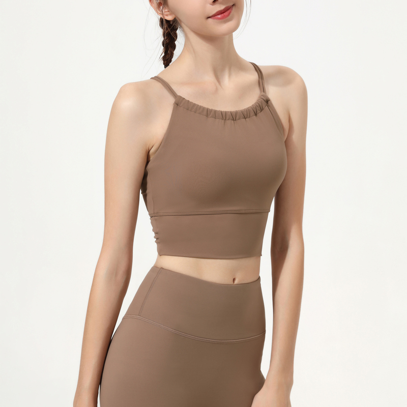 SB-033 Charcoal Private Label Halter Neck High Support Sports Bra view 5 for activewear sourcing