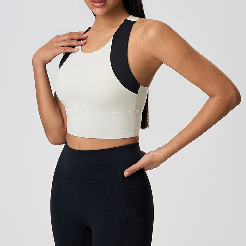 SB-034 White Custom Medium Support Sports Bra view 3 for activewear sourcing