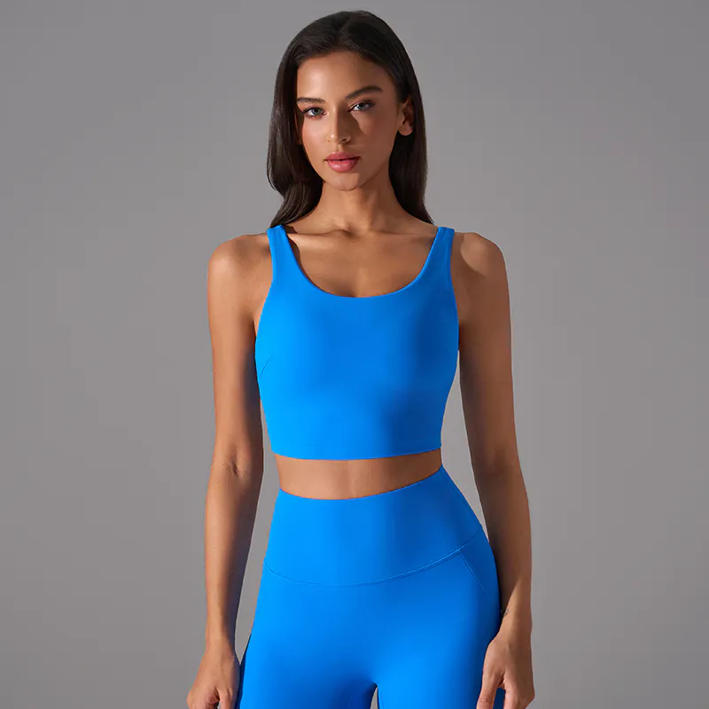 SB-035 Black OEM Scoop-Neck Wide-Strap Sports Bra view 4 for activewear sourcing