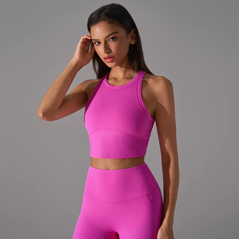SB-036 Black Private Label High Neck Crop Sports Bra view 2 for activewear sourcing