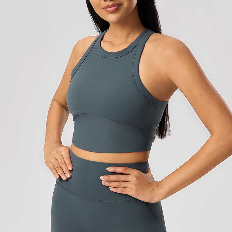 SB-036 Private Label High Neck Crop Sports Bra view 6 for activewear sourcing