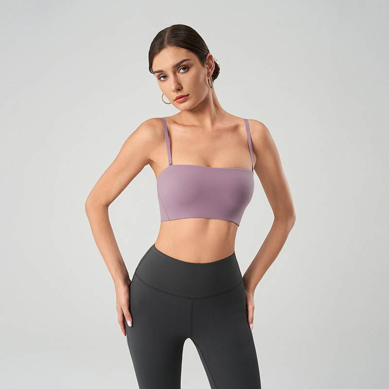 SB-039 White Private Label Seamless Bandeau Sports Bra view 2 for activewear sourcing