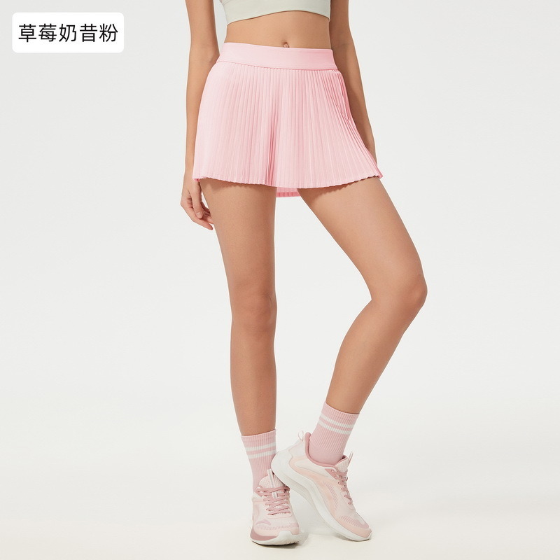 TD-006 White Custom Pleated Tennis Skirt High Waist with Shorts Liner view 2 for activewear sourcing