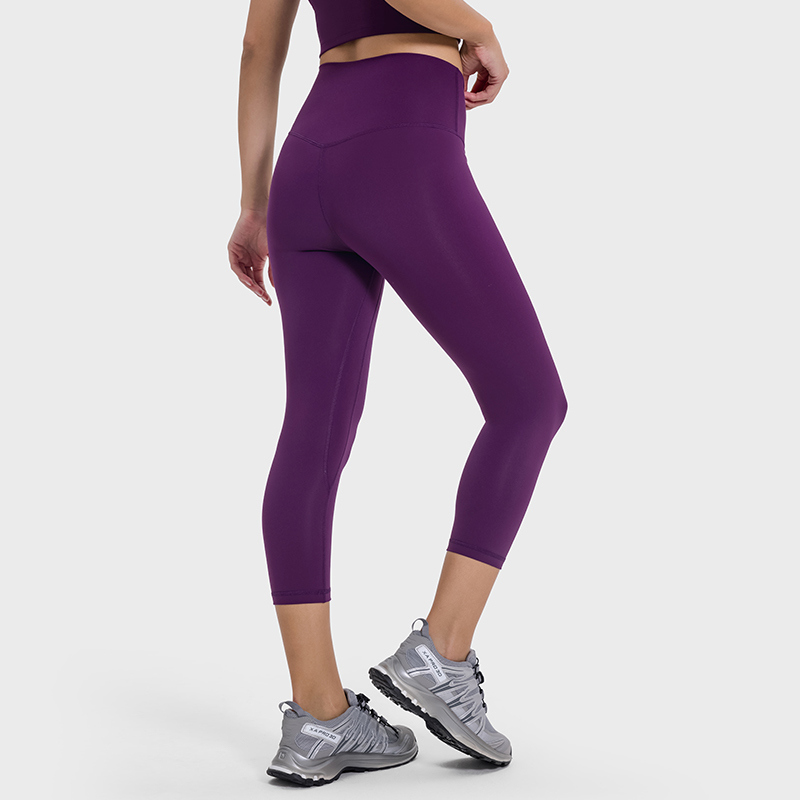 YL-001 White Private Label 7/8 High Waisted Yoga Leggings Tummy Control view 2 for activewear sourcing
