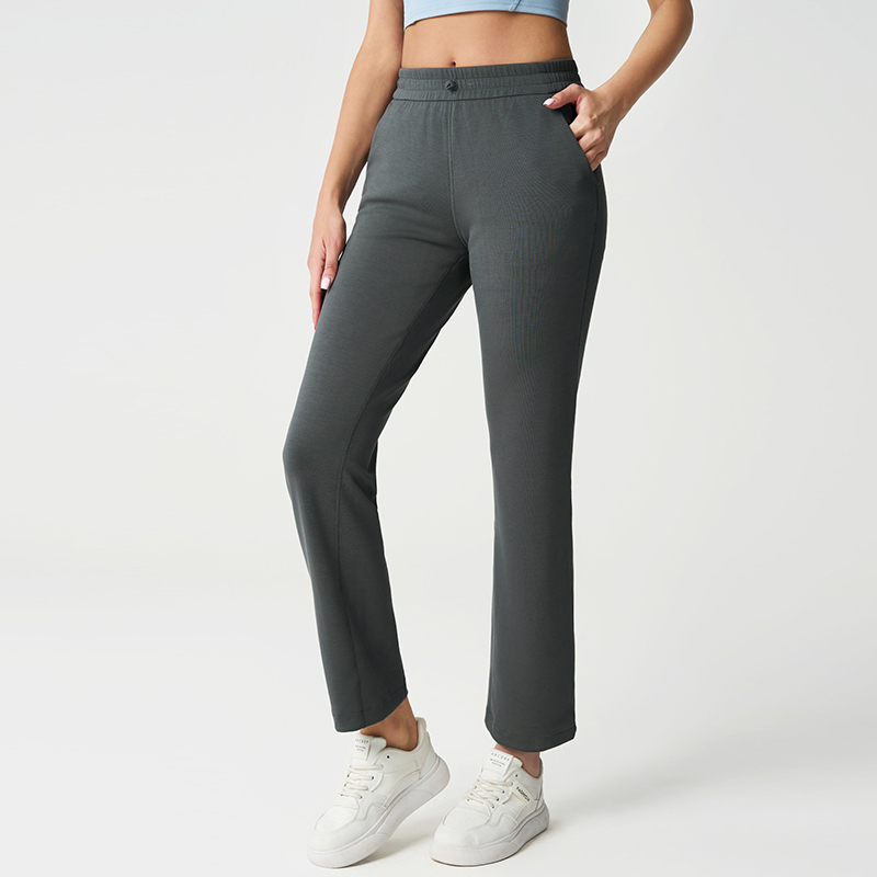 YL-004 White Private Label Elastic Waist High Waisted Yoga Sweatpants view 2 for activewear sourcing