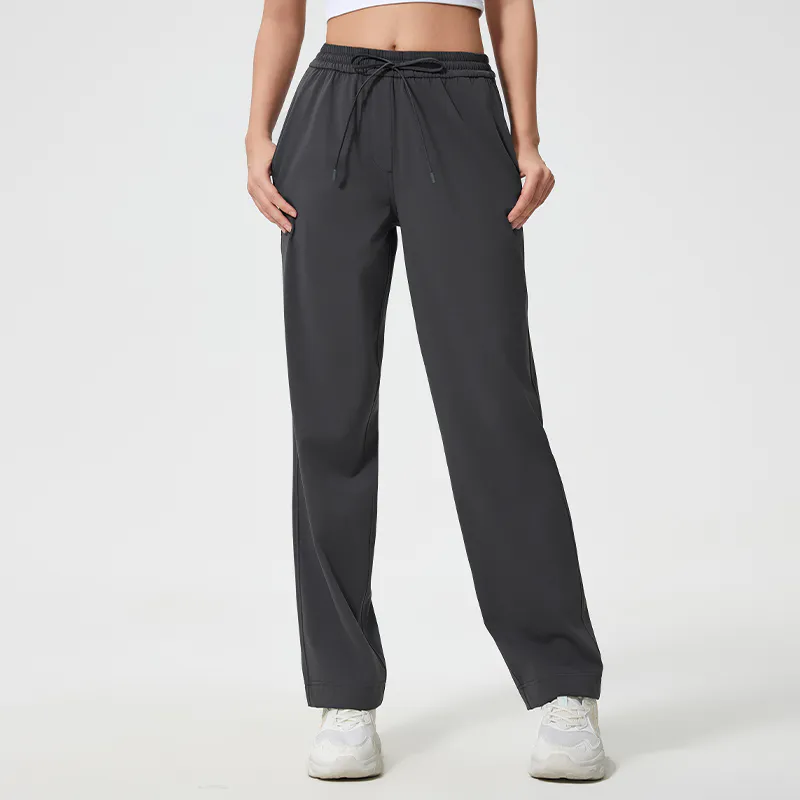 YL-005 White Custom High Stretch Drawstring Waist Pants Loose Fit view 2 for activewear sourcing