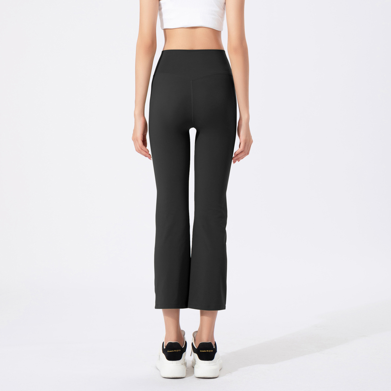 YL-007 Private Label High Waisted Flared Yoga Pants 7/8 Length view 3 for activewear sourcing