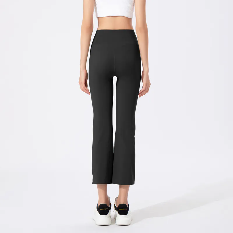 YL-007 Private Label High Waisted Flared Yoga Pants 7/8 Length view 3 for activewear sourcing