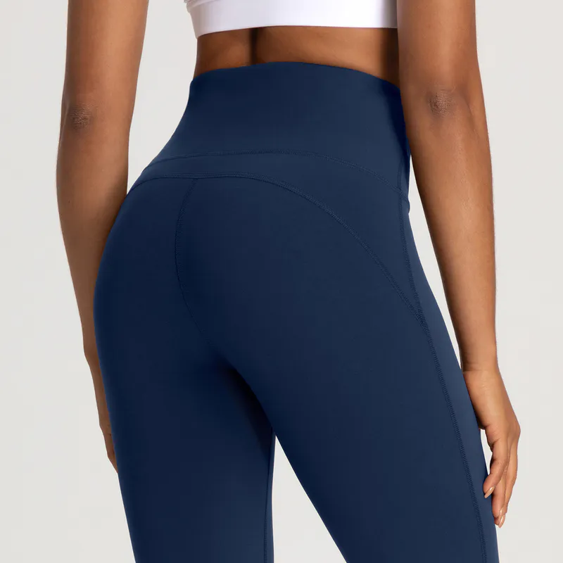 YL-009 OEM High Waisted Flare Capri Leggings Cropped Length view 4 for activewear sourcing