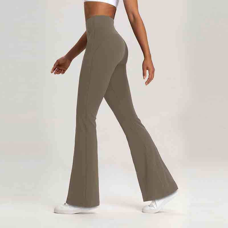 YL-010 White Private Label High Waisted Flare Long Yoga Pants view 2 for activewear sourcing