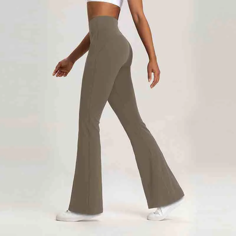 YL-010 White Private Label High Waisted Flare Long Yoga Pants view 2 for activewear sourcing