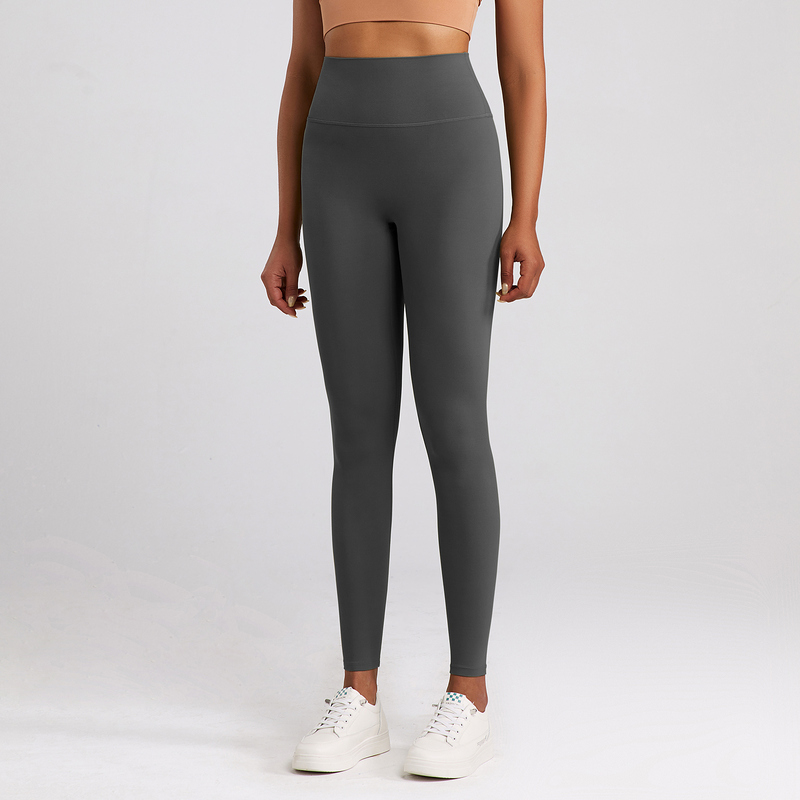 YL-021 White OEM Gray Tummy Control Yoga Leggings view 2 for activewear sourcing