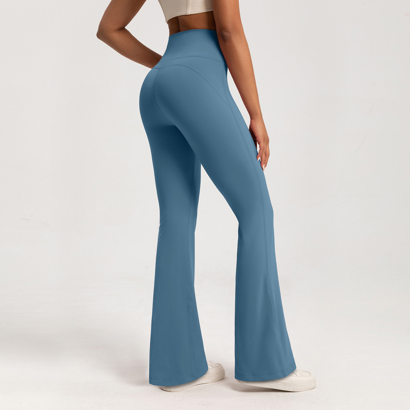YL-025 White Private Label Mauve Flared Yoga Pants view 2 for activewear sourcing