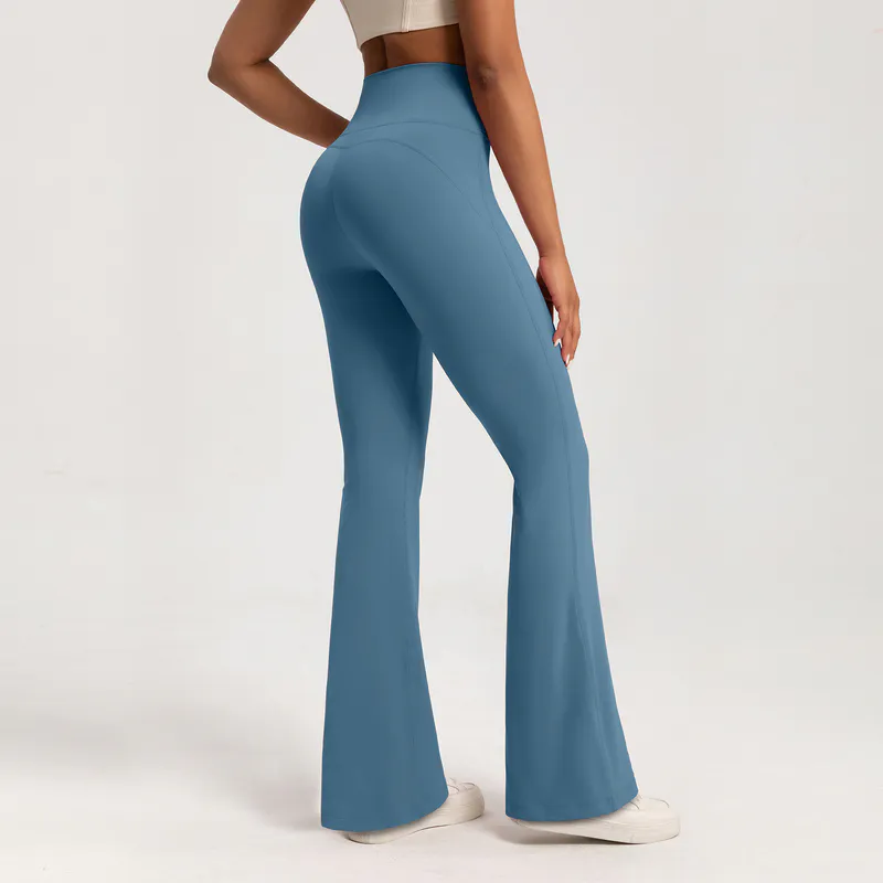 YL-025 White Private Label Mauve Flared Yoga Pants view 2 for activewear sourcing
