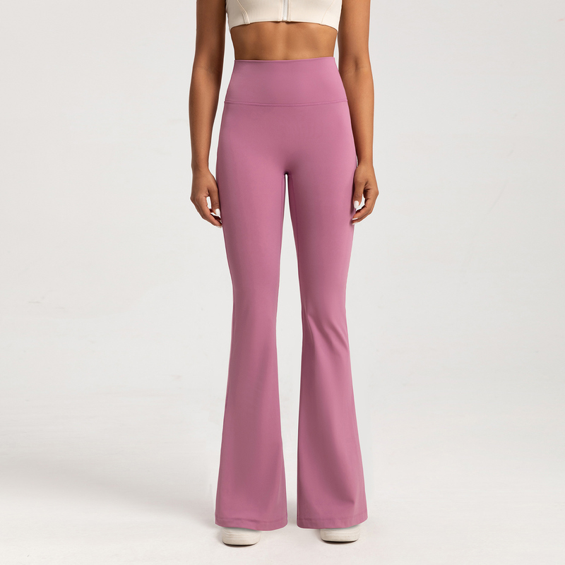 YL-025 Private Label Mauve Flared Yoga Pants view 3 for activewear sourcing