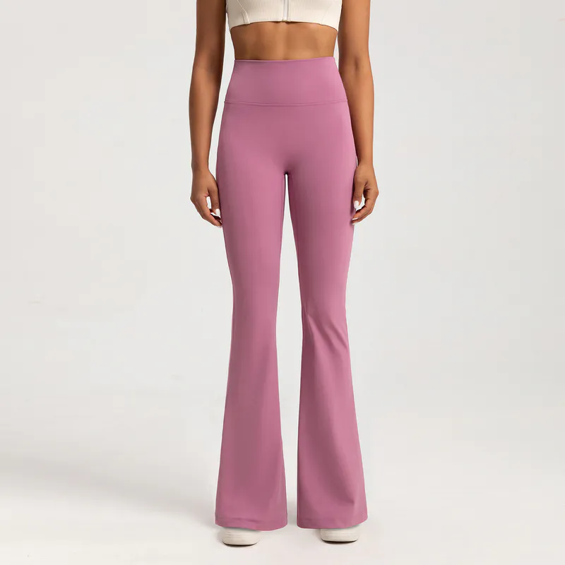 YL-025 Private Label Mauve Flared Yoga Pants view 3 for activewear sourcing