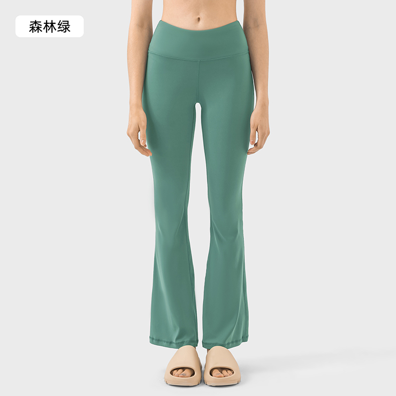 YL-028 Gray Custom High-Waist Flare Yoga Leggings view 2 for activewear sourcing
