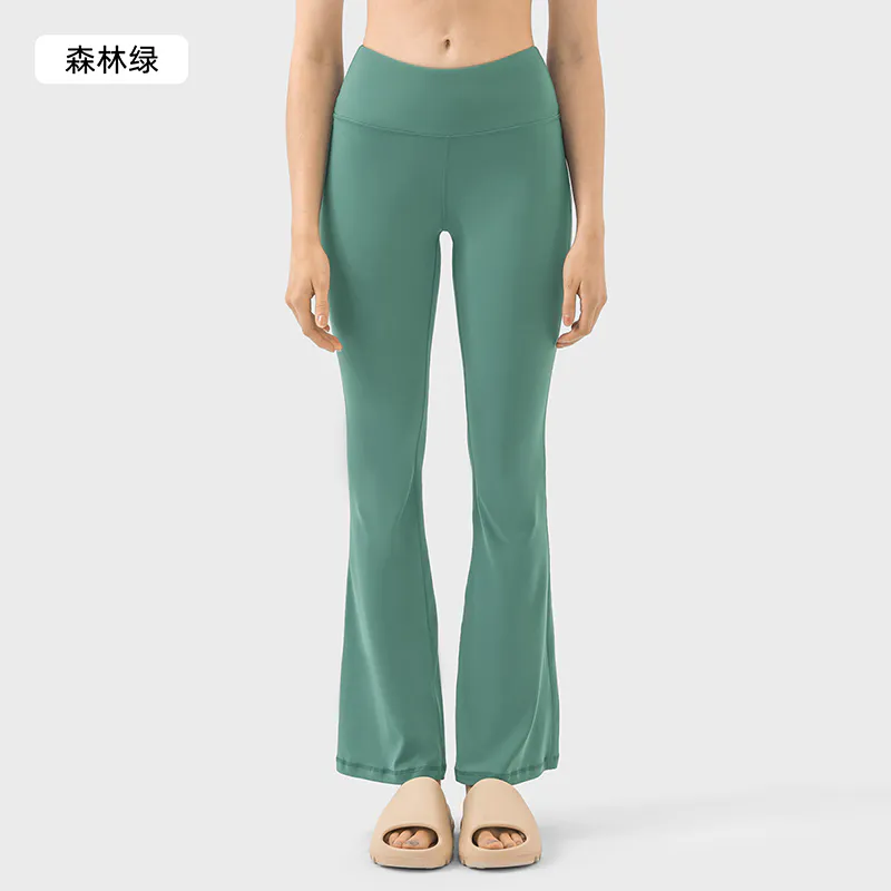 YL-028 Gray Custom Mini-Flare High-Waist Yoga Leggings view 2 for activewear sourcing
