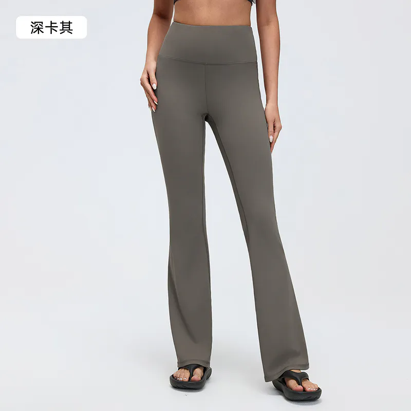 YL-028 White Custom Mini-Flare High-Waist Yoga Leggings view 3 for activewear sourcing