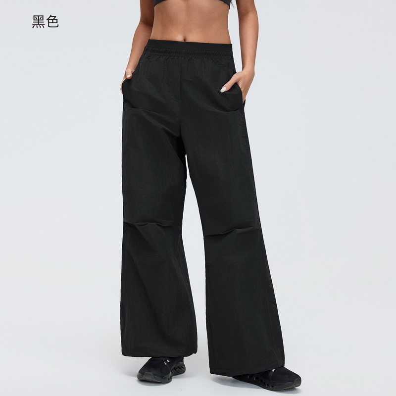YL-031 Black Custom Wide Leg Yoga Pants view 2 for activewear sourcing