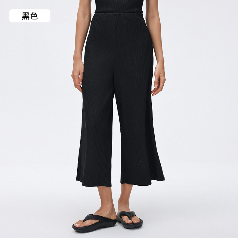 YL-036 Black Private Label Wide Leg Yoga Pants view 2 for activewear sourcing