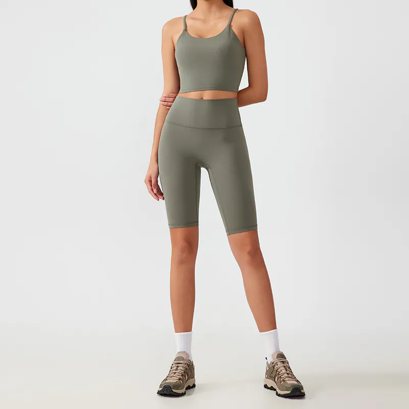 YS-009 OEM Spaghetti Strap Cropped Yoga Set view 4 for activewear sourcing