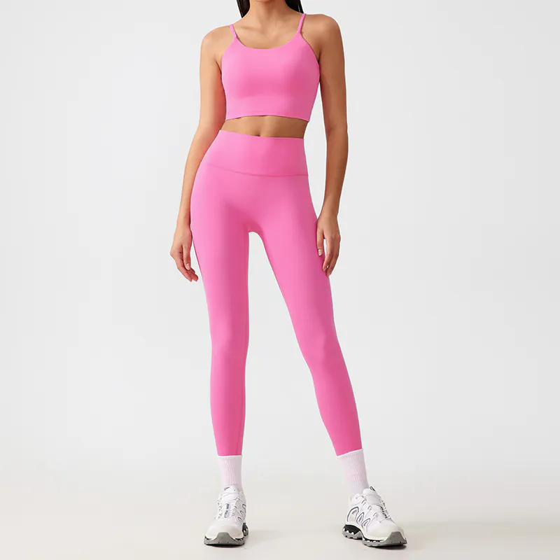 YS-009 OEM Spaghetti Strap Cropped Yoga Set view 2 for activewear sourcing