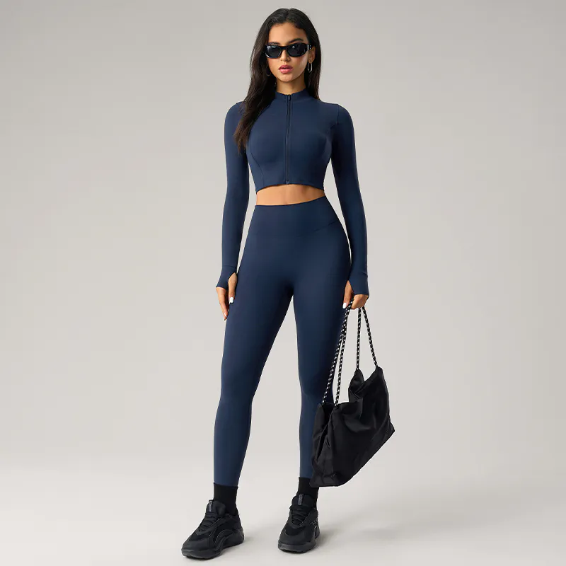 YS-039 Pink Private Label One-Shoulder Bra and Legging Set view 4 for activewear sourcing