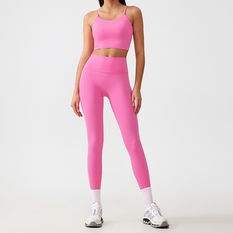 YS-009 OEM Spaghetti Strap Cropped Yoga Set view 2 for activewear sourcing
