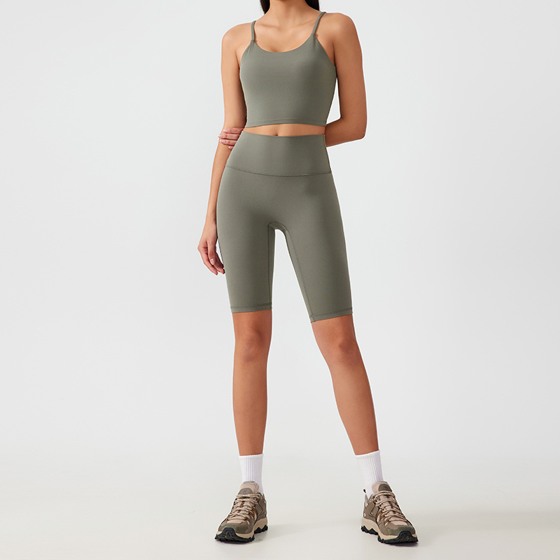 YS-009 OEM Spaghetti Strap Cropped Yoga Set view 4 for activewear sourcing