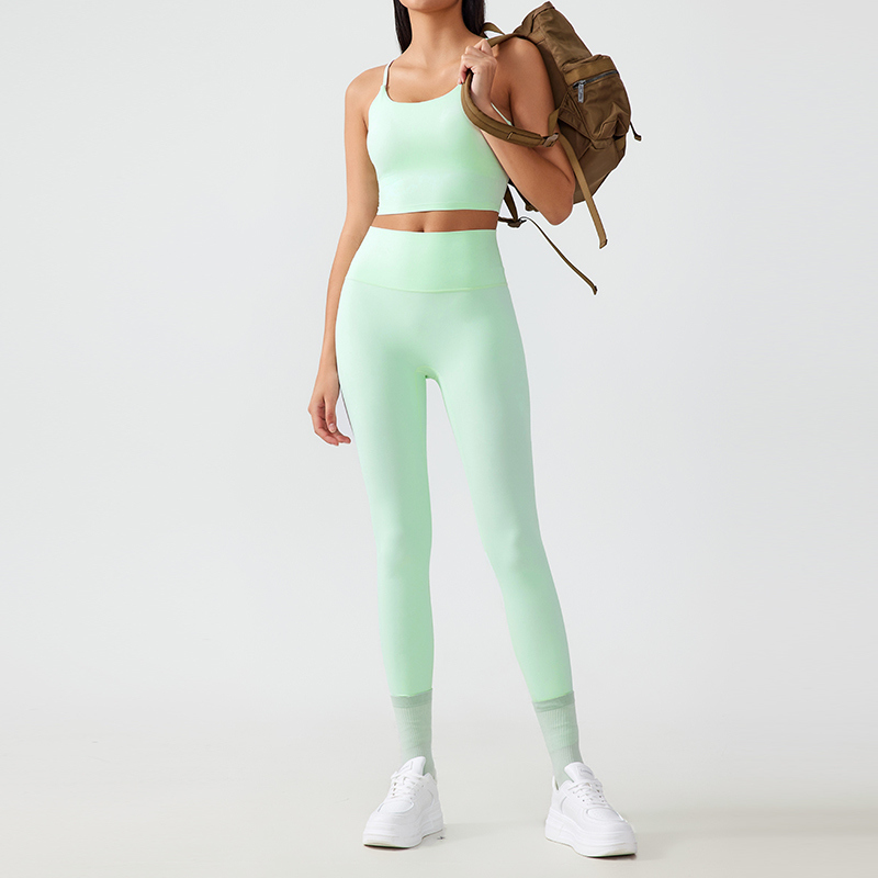 YS-009 OEM Spaghetti Strap Cropped Yoga Set view 5 for activewear sourcing