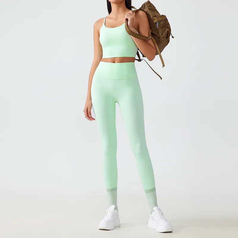 YS-009 OEM Spaghetti Strap Cropped Yoga Set view 5 for activewear sourcing