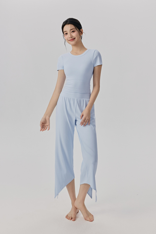 YS-026 Black Private Label Modal Top and Wide Leg Pants Set view 3 for activewear sourcing
