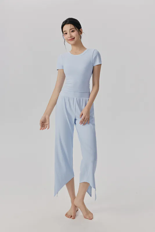 YS-026 Black Private Label Modal Top and Wide Leg Pants Set view 3 for activewear sourcing