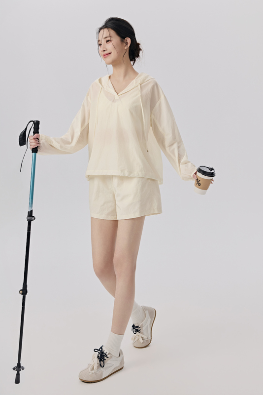 YS-027 Custom Hooded Sun Protection Activewear Set view 3 for activewear sourcing