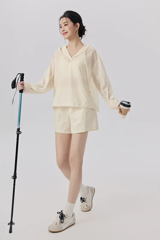 YS-027 Custom Hooded Sun Protection Activewear Set view 3 for activewear sourcing