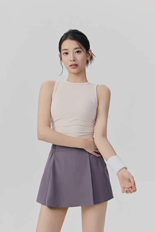 YS-028 Red OEM Sleeveless Tank and Pleated Skirt Set view 2 for activewear sourcing