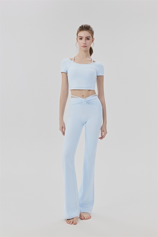 YS-029 Private Label Crop Top and Flare Pants Yoga Set view 2 for activewear sourcing