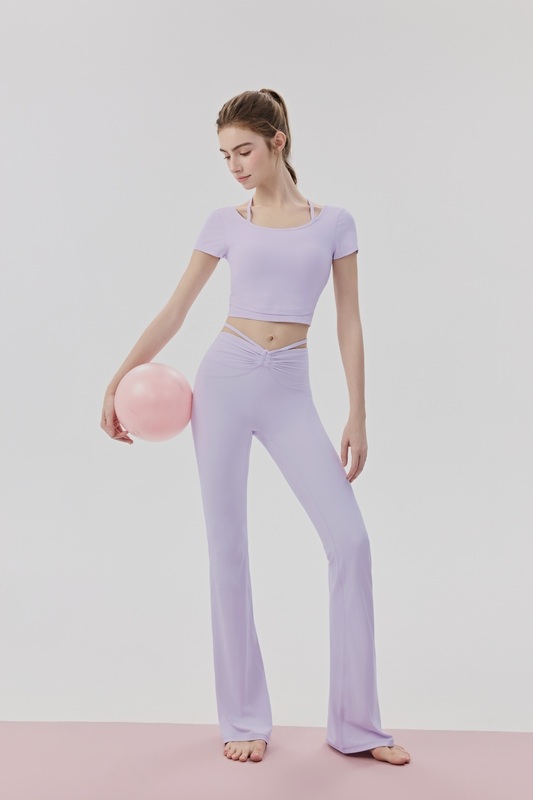 YS-029 Private Label Crop Top and Flare Pants Yoga Set view 3 for activewear sourcing