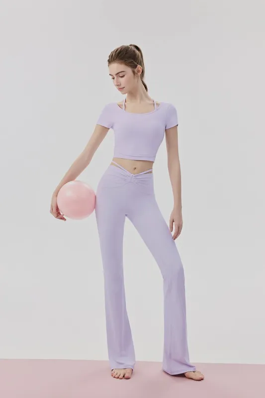 YS-029 Private Label Crop Top and Flare Pants Yoga Set view 3 for activewear sourcing