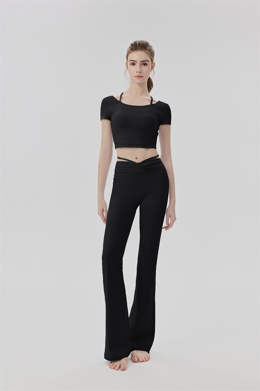 YS-029 Private Label Crop Top and Flare Pants Yoga Set view 4 for activewear sourcing
