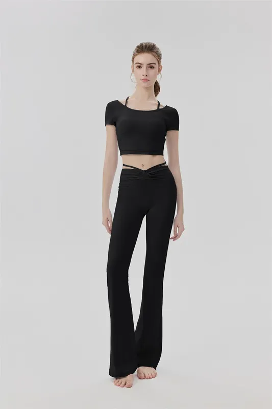 YS-029 Private Label Crop Top and Flare Pants Yoga Set view 4 for activewear sourcing