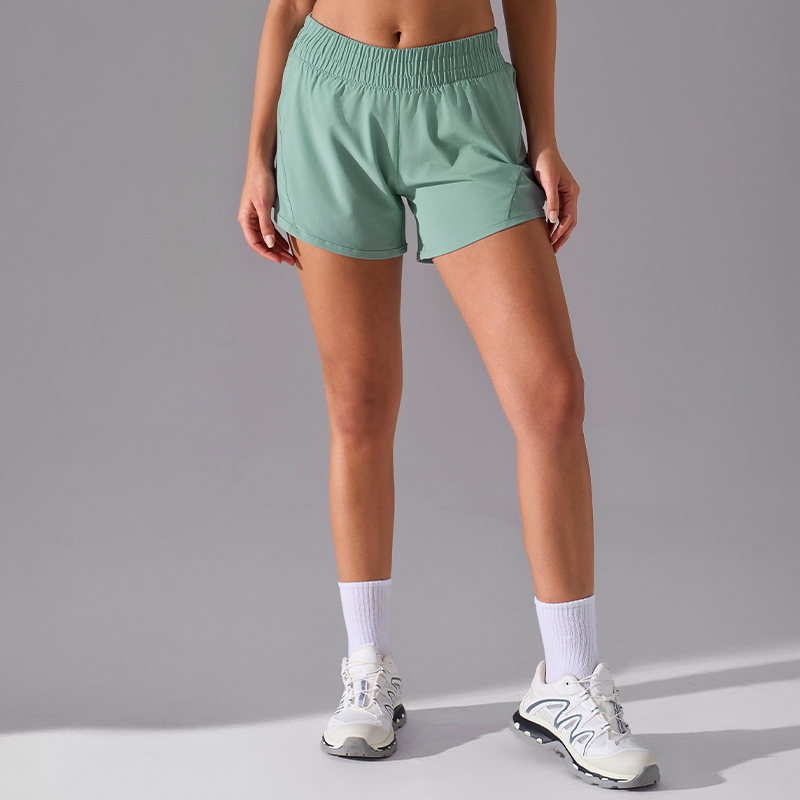 SH-007 White Custom Elastic Waist Athletic Shorts view 2 for activewear sourcing